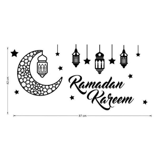 Veggdekorasjon Speil Klistremerker Eid Mubarak Ramadan Dekor SVART 1