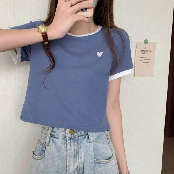 Sommar T-shirt Kortärmad BLÅ XL Blue XL