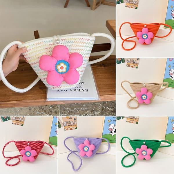 Barn Crossbody Väska Bomullsvävd Väska VIT white
