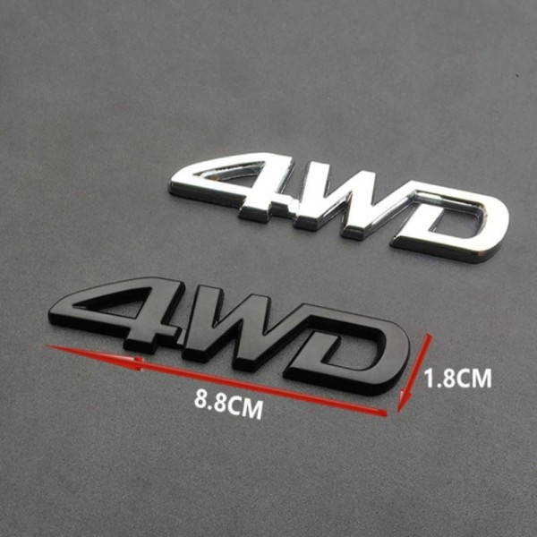 2 stk Metal 4WD-emblem 4WD Bagside Chrome-emblem Logo Badge Sticker