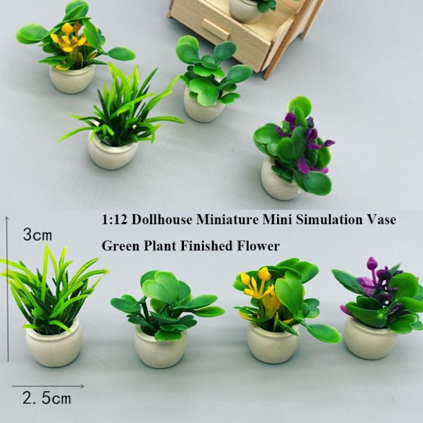 Dukkehus Miniature Plant Plastic Simulation Vase 3 3 3