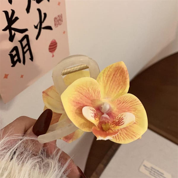 Orchid Butterfly Hair Clip Sløjfe Blomst Hårclips GUL yellow