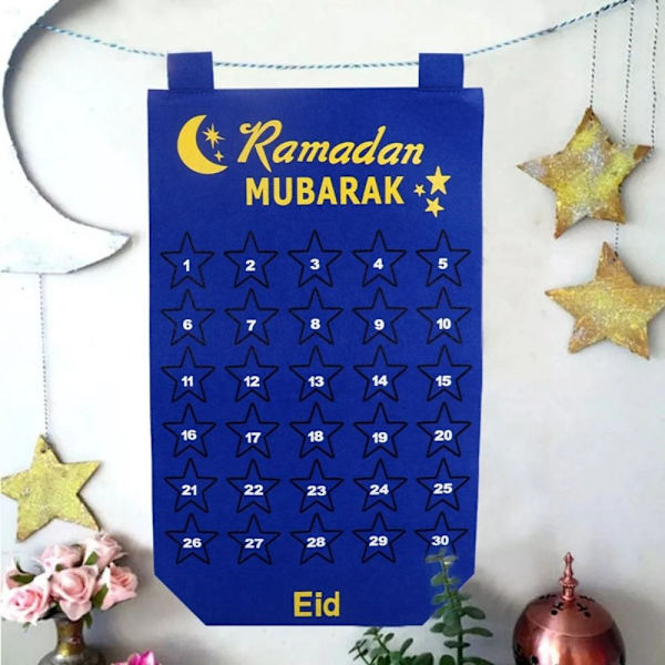 Nedtællingskalendere Nedtælling til Eid Skilt Eid Mubarak BLÅ 2