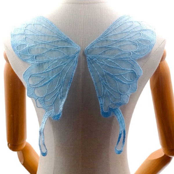 Organza Butterfly Wings Patch 3D Wings Patch LYSEBLÅ Light blue