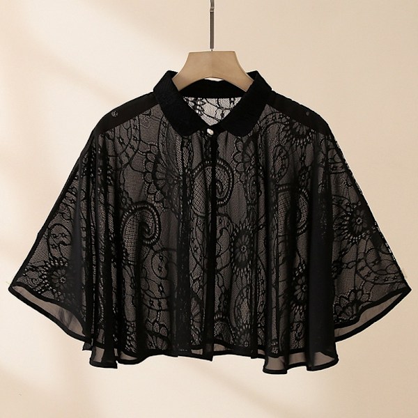 Rose Jacquard polyesterihuivit aurinkosuojahuivi MUSTA Black