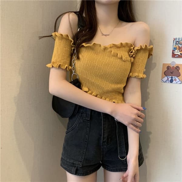 Off-shoulder Blusar One-line Axel Hals RÖD red