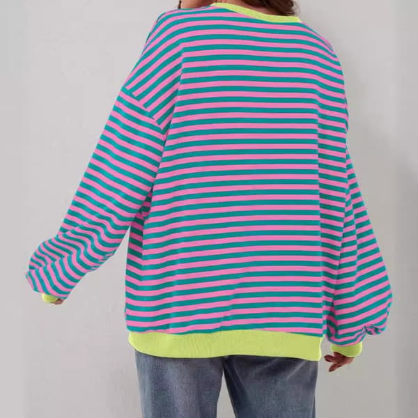 Kvinner Oversized Genser Langermet Skjorte BLÅ L blue L