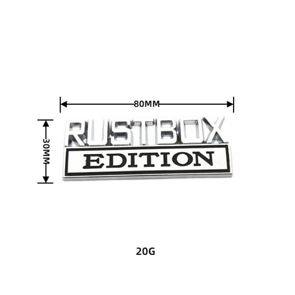 2 kpl Rustbox Edition -embleemitarra 3D-metallilogolla autoon