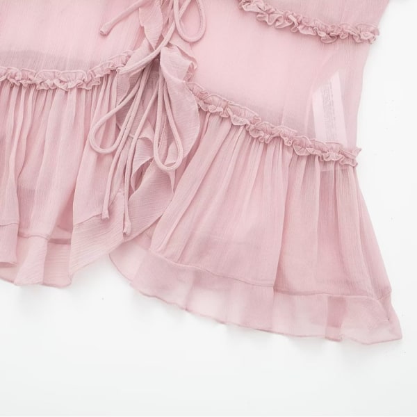 Mode volanger linne Hängselskjorta ROSA XS Pink XS