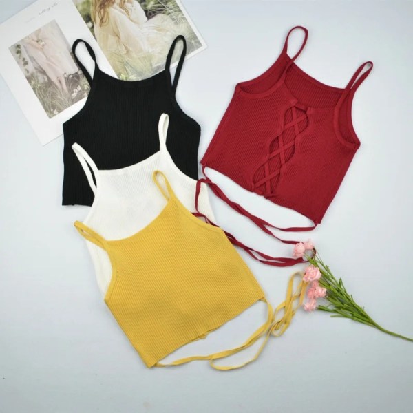 Rygglös Sling Tank Top GUL Yellow