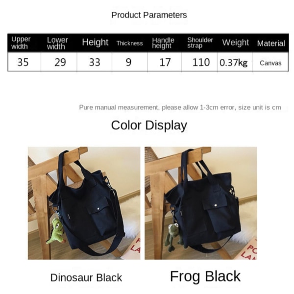 Lerret Skulderveske Dame Tote Bag HVIT-MED FROSK HVIT-MED White-With Frog