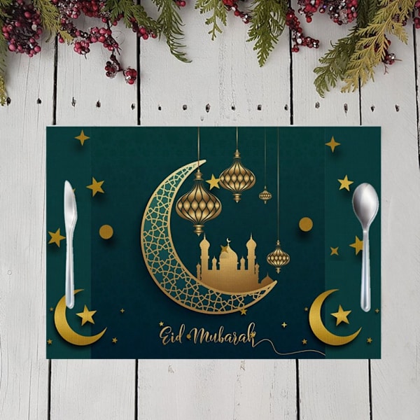 2stk 32x42cm Eid Mubarak Bordmatte Duk