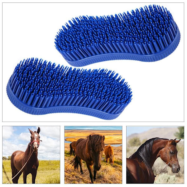 2 STK Horse Cleaning Grooming Brush Ridemassasjeverktøy