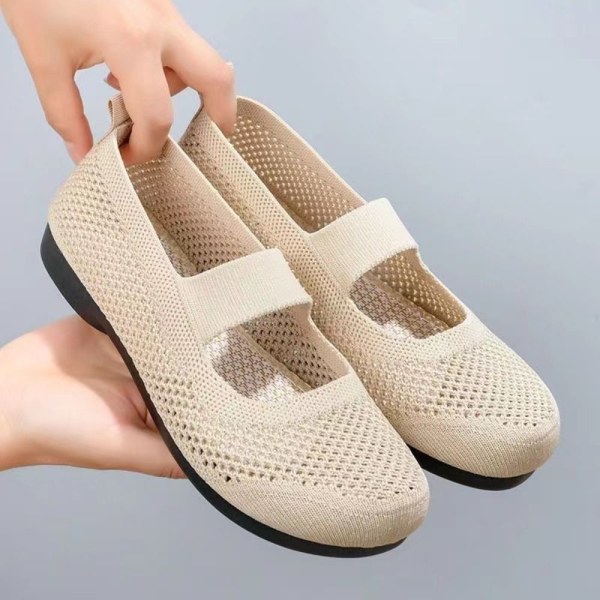 Dam Flats Skor Square Toe Singelskor BEIGE 40 beige 40