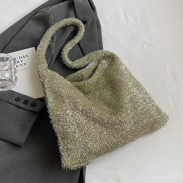 Virkattu Kangaskassi Olkalaukku HARMAA Grey