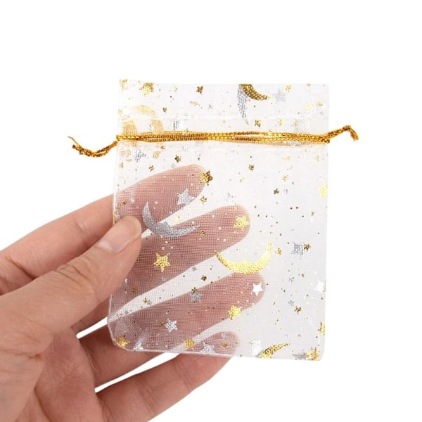 50st Organzapåsar Presentförpackning Berlock Smyckespåse VIT White