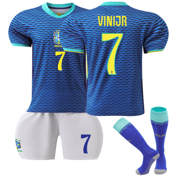 24-25 Brasilian Away Kids Jalkapallopaidat Setti Jalkapallovaatteet Nro 7 Vinicius VINI JR 20