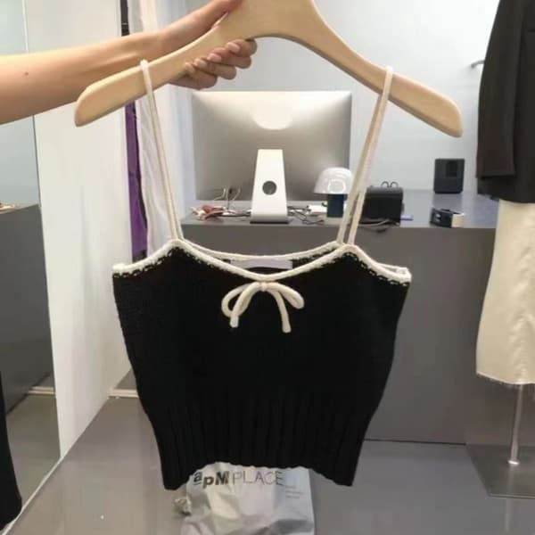 Bow Tank Top Strikket Sling HVIT white