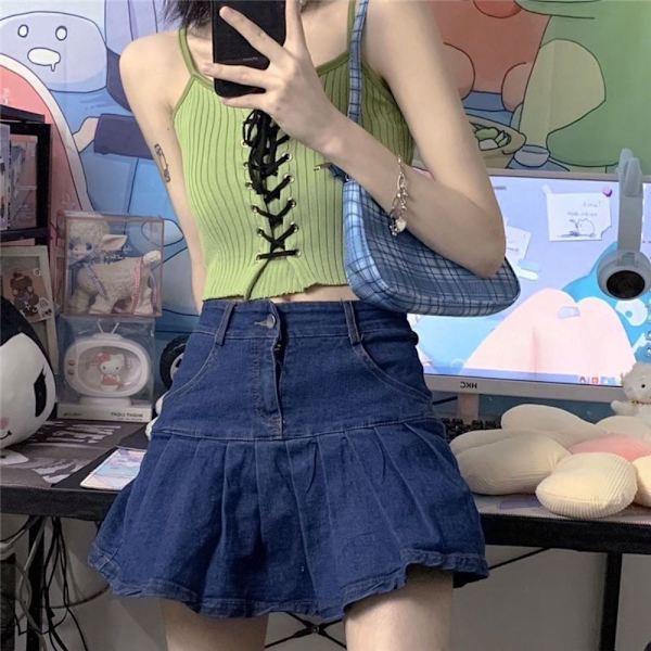 Crop Top Stickad Camis GRÖN green