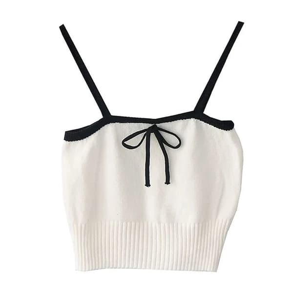 Stickad linne med rosett, VIT white