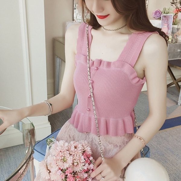 Strap Vest Outerwear Vest PINK Pink