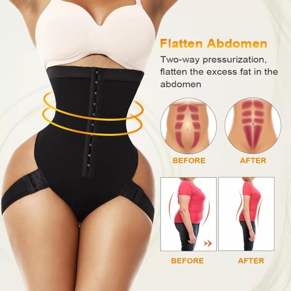 2-i-1 Peach Butt Curvy Mave Shaper Waist Trainer med Butt Black M