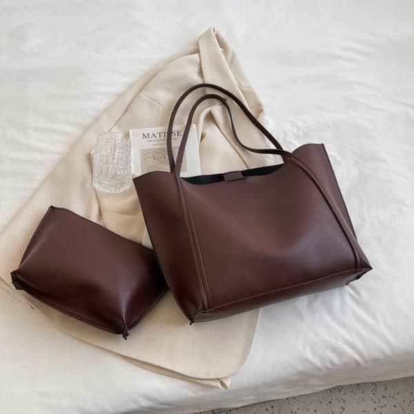 PU Skulderveske Retro Tote Bag BEIGE beige
