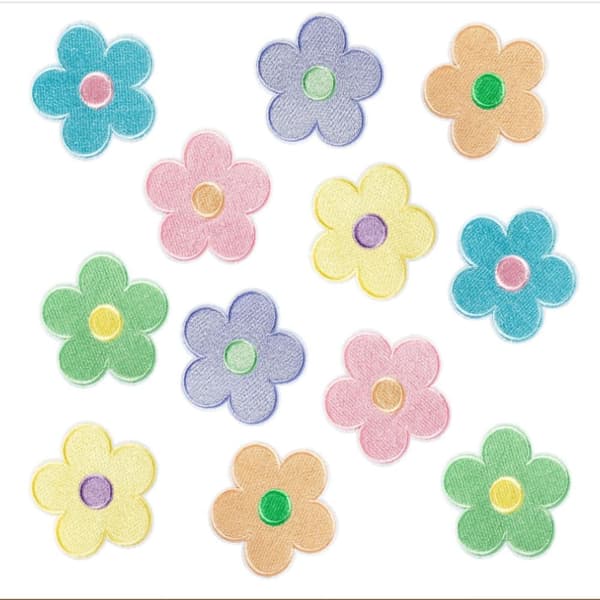 12 stk. Blomsterlapper Broderte Lapper Blomster Stryke på Lapper