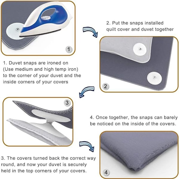 Påslakan Snap Clips Cover Snaps BLÅ 2ST 2ST Blue 2PCS-2PCS