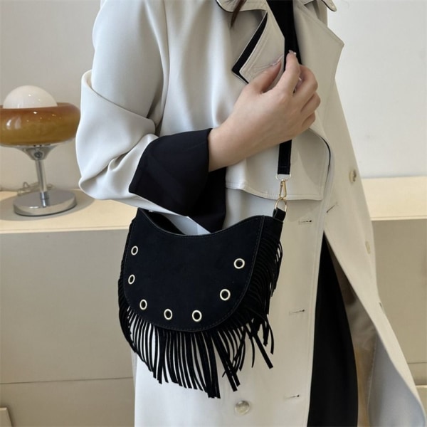 Tassel Crossbody Bag Fringe Skulderveske KAFFE Coffee