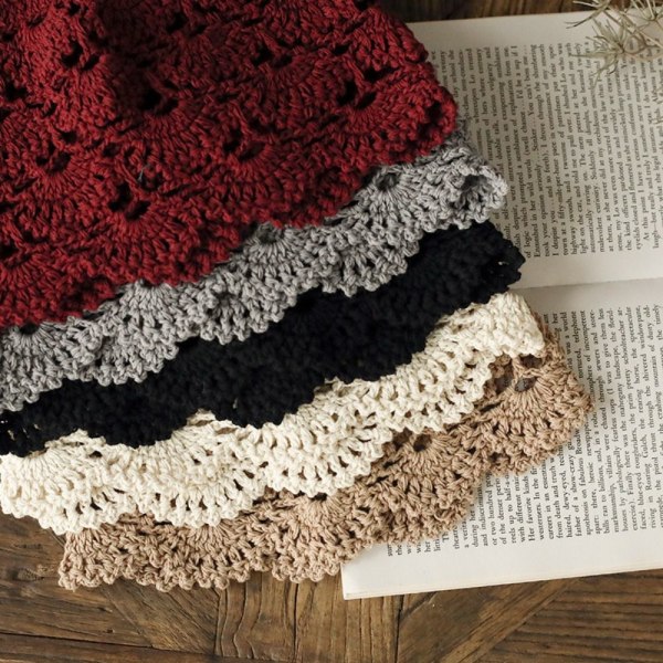 Håndlavet Blomsterhæklet Hat Håndhæklet Pullover Hat SORT black