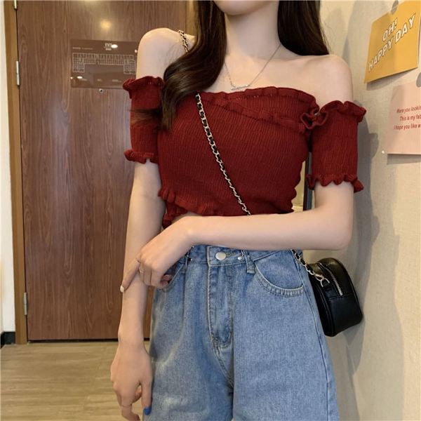 Off-shoulder blusar One-line axelneck ROSA pink