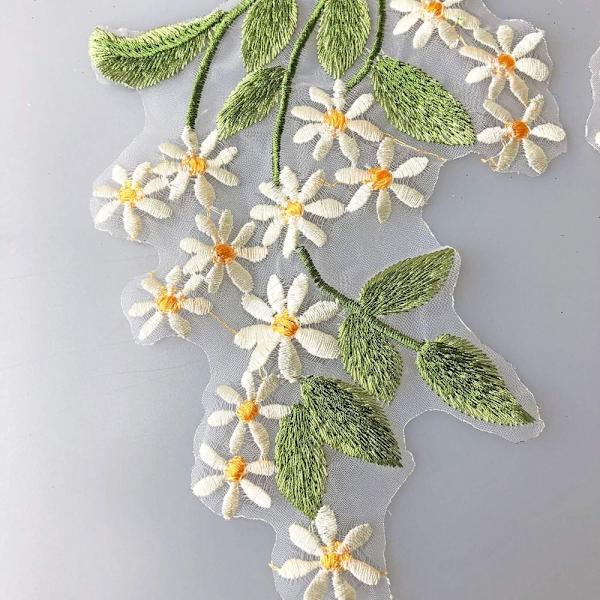 Gröna blad Blommor spetsapplikationer broderi trälappar