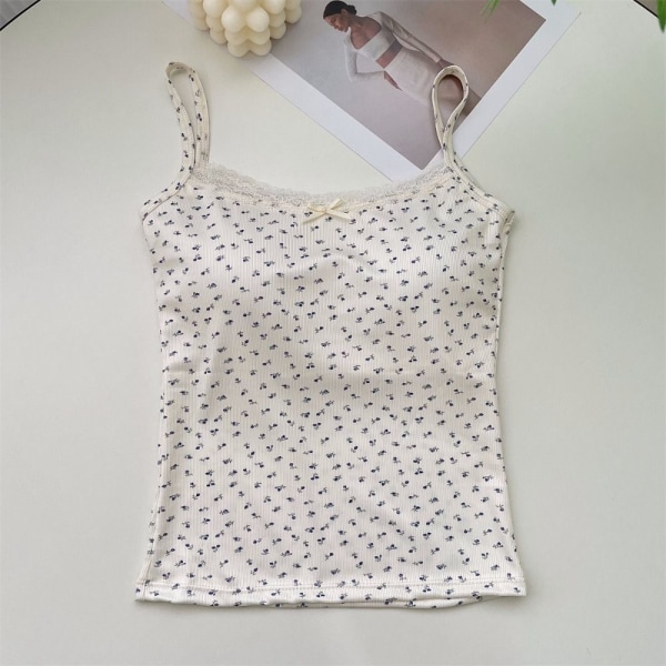 Blonde Blomster Print Camis Blomster Tank Tops MÆLK HVID milk white