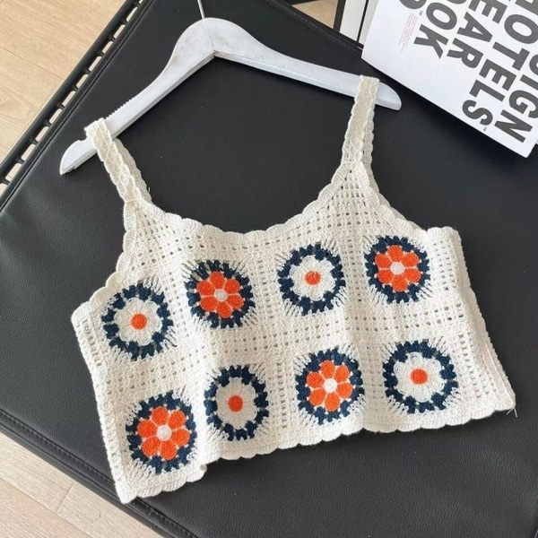 Bohemian Knitted Hollow Suspender Ermeløs Topp APRIKOS Apricot