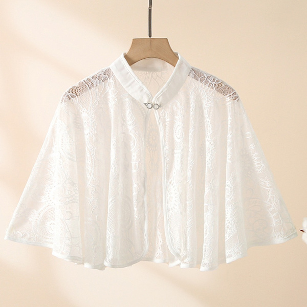 Rose Jacquard Polyester Sjalar Solskyddssjal VIT White