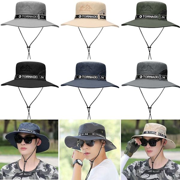 Menn Bøttelue Wide Rim Hat SORT black