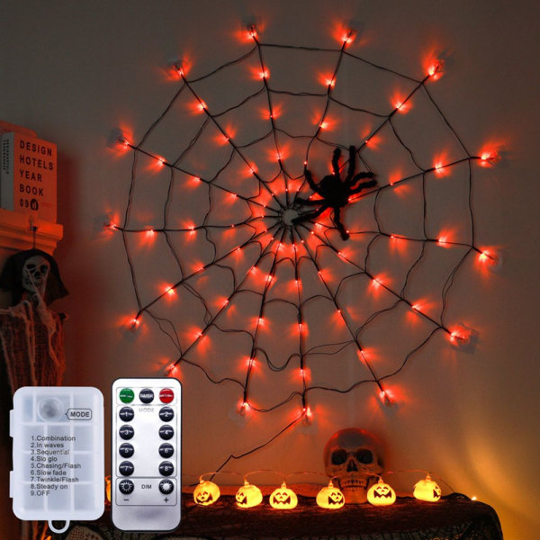 Halloween Dekoration LED Spider Web ORANGE orange