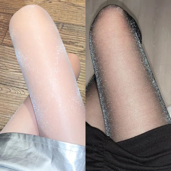 Sidenstrumpor Siden Strumpbyxor SVART Black