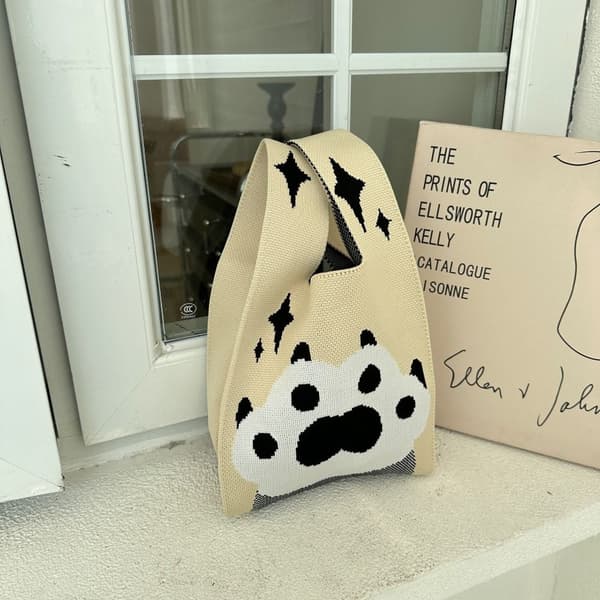 Kattassar Handväska Stickad Handväska BEIGE beige