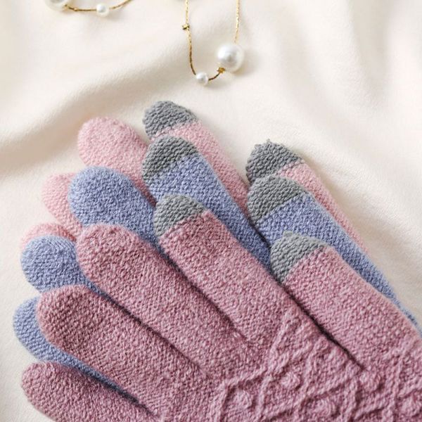 Strikkede Vanter Touch Screen Handsker LYSERØD light pink