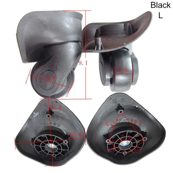2 stk. A08 Kuffert Hjul Reparation Sort L black L