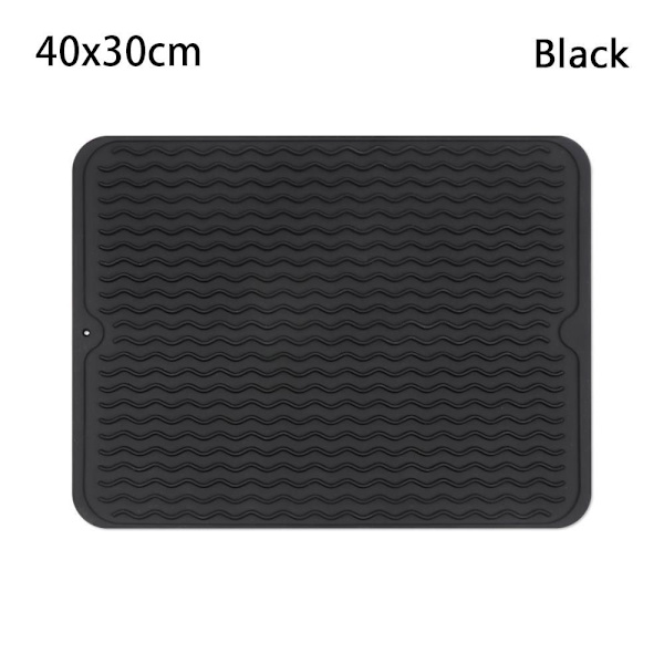 1 Stk Silikone Tørremåtte Varmeisoleringspude SORT 40X30CM black 40x30cm