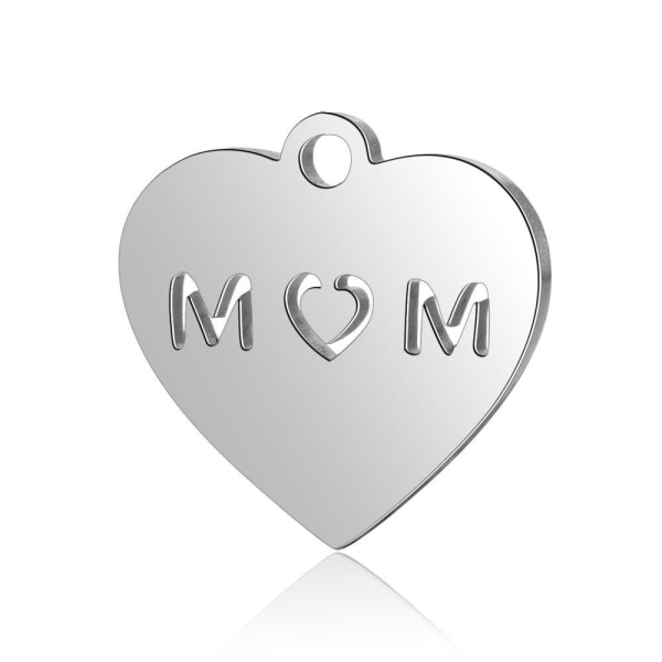 304 rostfritt stål kärlekshjärta charm mamma brev hänge hjärta