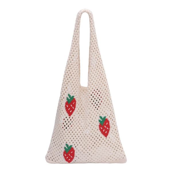 Strikkede håndtasker Hæklet Tote Bag Skuldertaske Apricot