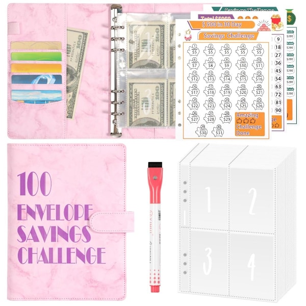 100 Days Savings Challenge Saving Challenge Binder PINK Pink