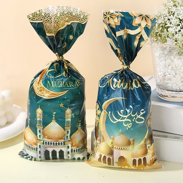 100 stk. Eid Mubarak Slikposer Eid Gavepose Cookies Snack Emballage