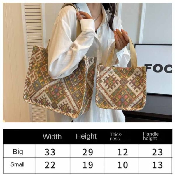 Trykt Tote Bag Lerretsvesker KHAKI 33X29X12CM khaki 33x29x12cm