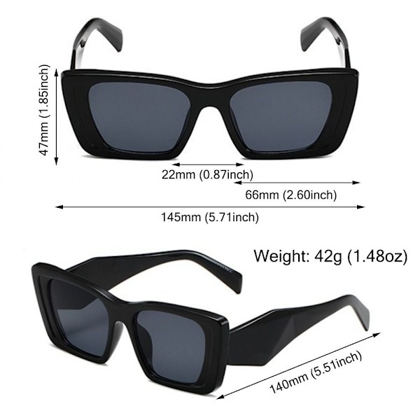 Rektangel solbriller Y2K solbriller BLACK-GRADIENT GREY Black-Gradient Gray