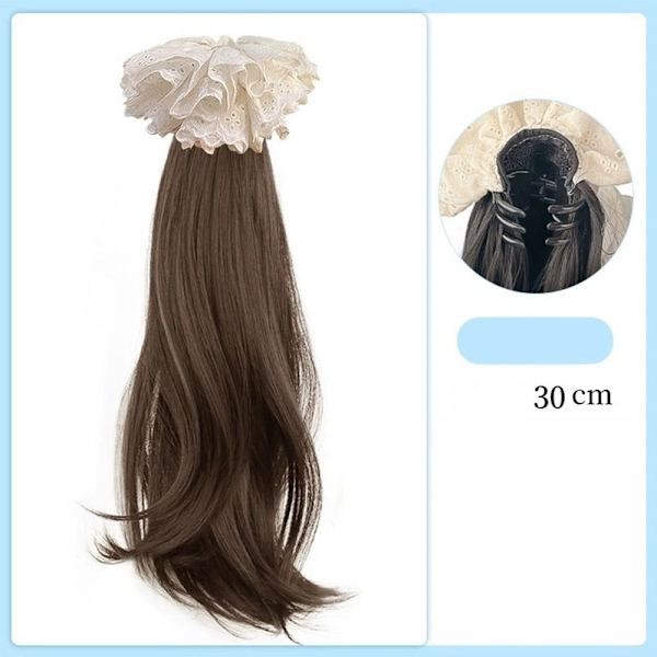 Blomsterparykk Hestehale Lang Krøllet MØRK BRUN MØRKBRUN dark brown
